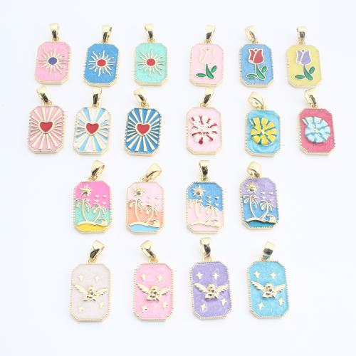 Colgantes de la joyería de cobre amarillo, metal, Patrón Geométrico, chapado en color dorado, Bricolaje & diferentes patrones para la opción & esmalte, 30x14x2mm, Vendido por UD