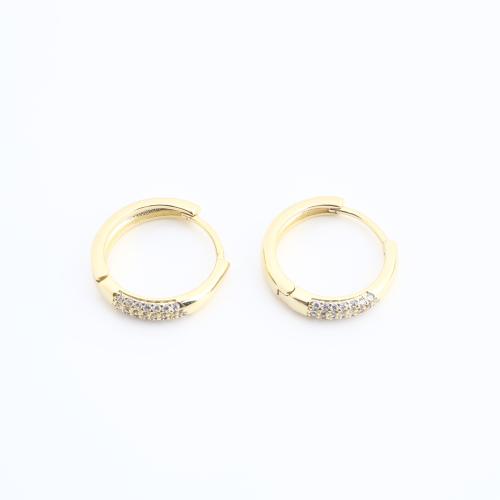 Brass Huggie Hoop Earring, gold color plated, fashion jewelry & for woman & with rhinestone, 18x20x4mm, Sold By Pair