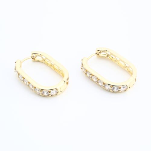 Brass Lever Back Earring, Geometrical Pattern, gold color plated, fashion jewelry & for woman & with rhinestone, 23x16x4mm, Sold By Pair