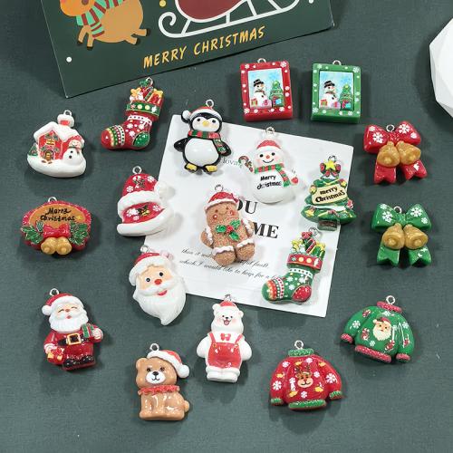 Resin Christmas Pendant, epoxy gel, Christmas Design & DIY & different styles for choice, 10PCs/Bag, Sold By Bag