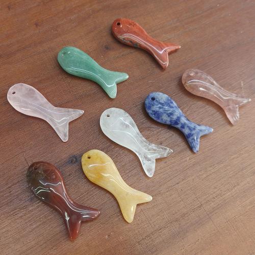 Gemstone Pendants Jewelry, Fish, DIY & different materials for choice, 15x40x7mm, Sold By PC