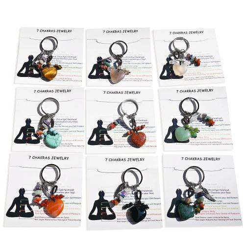 Bag Purse Charms Keyrings Keychains, Gemstone, with Tibetan Style, Heart, handmade, portable & different materials for choice, Sold By PC