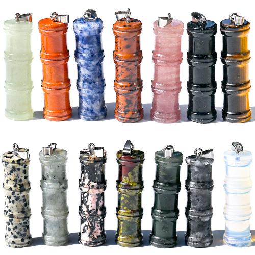 Gemstone Pendants Jewelry, Bamboo, polished, DIY & different materials for choice, 40x12mm, Sold By PC