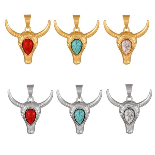 Gemstone Pendants Jewelry, Brass, with Gemstone, plated, DIY, more colors for choice, 56x58mm, Sold By PC