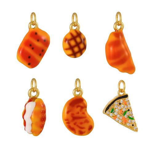 Brass Jewelry Pendants, food shape, gold color plated, DIY & different styles for choice & enamel, Sold By PC