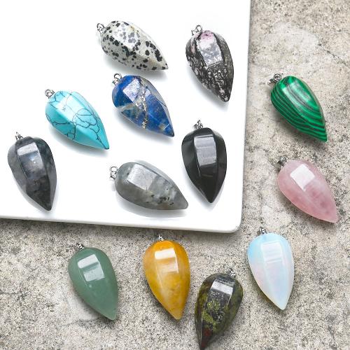 Gemstone Pendants Jewelry, Teardrop, DIY & different materials for choice & faceted, 28x30mm, Sold By PC