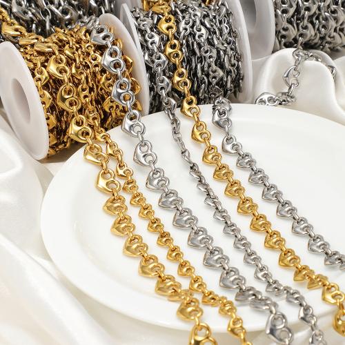 Stainless Steel Jewelry Chain, 304 Stainless Steel, Heart, plated, DIY & different styles for choice, 25m/Bag, Sold By Bag