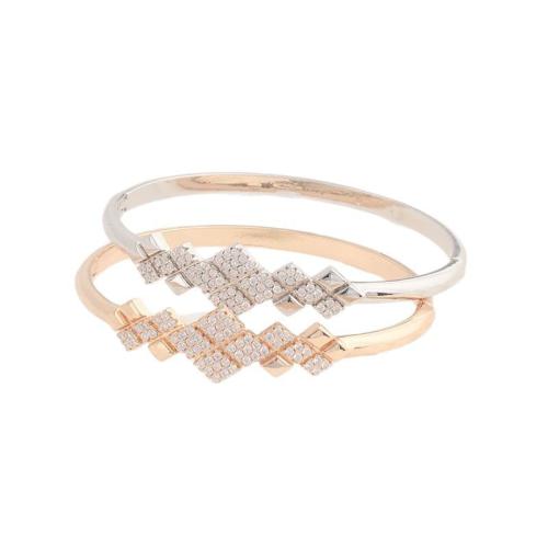 Tibetan Style Bangle, Rhombus, plated, for woman & with rhinestone, more colors for choice, Inner Diameter:Approx 63x53mm, Sold By PC
