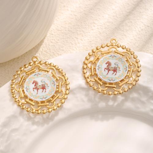 Stainless Steel Animal Pendants, 304 Stainless Steel, gold color plated, DIY & enamel, more colors for choice, 40x44mm, 10PCs/Bag, Sold By Bag