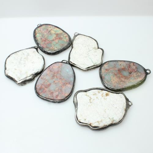 Gemstone Pendants Jewelry, with Tibetan Style, irregular, plated, DIY & different materials for choice, 18x32mm, Sold By PC