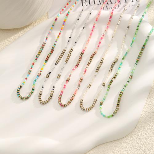 304 Stainless Steel Necklace, with Seedbead, with 5cm extender chain, plated, Bohemian style & Unisex, more colors for choice, Length:Approx 40 cm, Sold By PC