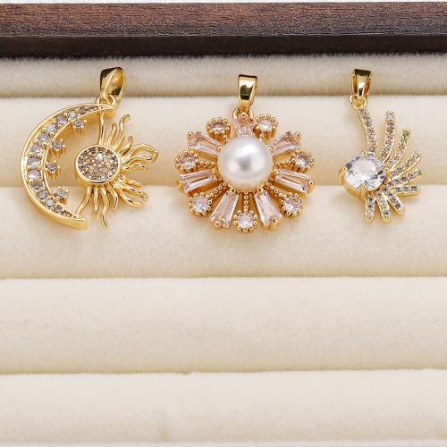 Stainless Steel Pendants, 304 Stainless Steel, with Plastic Pearl, gold color plated, DIY & different styles for choice & with rhinestone, Sold By PC