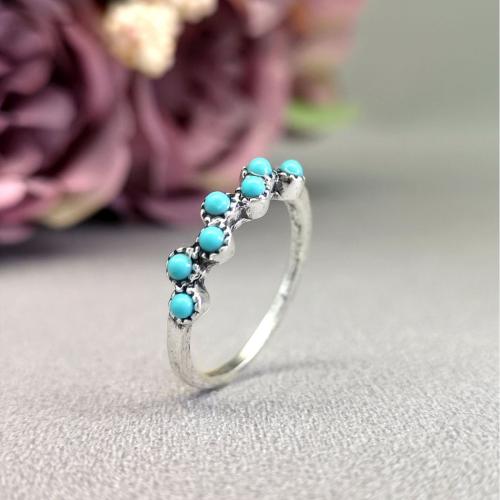Tibetan Style Finger Ring, with turquoise, antique silver color plated, Unisex & different size for choice, US Ring Size:6-11, Sold By PC