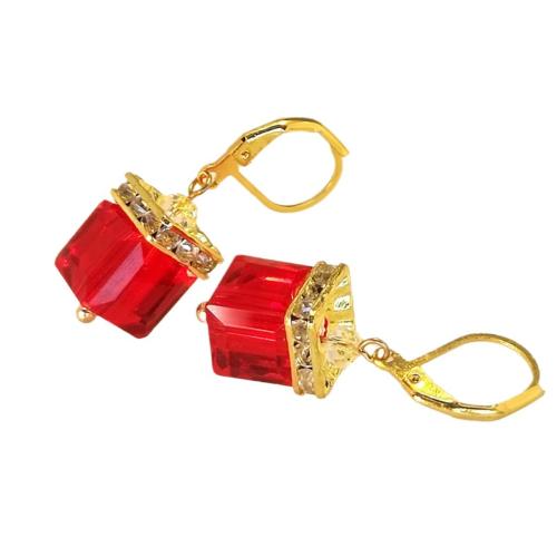 Tibetan Style Drop Earring, with Resin, Square, plated, fashion jewelry & for woman & with rhinestone, more colors for choice, 10.50x39mm, Sold By Pair