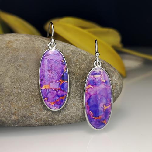 alliage de zinc Boucle d'oreille goutte, avec Gemme synthétique, ovale, Placage de couleur platine, bijoux de mode & pour femme, 13x40mm, Vendu par paire