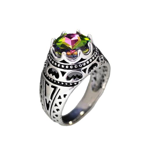 Tibetan Style Finger Ring, with Crystal, Crown, antique silver color plated, vintage & different size for choice & for woman, US Ring Size:6-10, Sold By PC