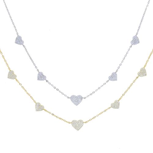 Brass Necklace, with 10cm extender chain, plated, different styles for choice & micro pave cubic zirconia & for woman, Length:Approx 35 cm, Sold By PC