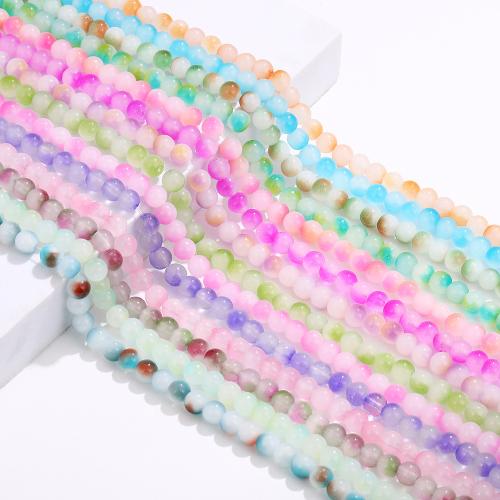 Lampwork Beads, Round, printing, DIY, more colors for choice, 8mm, Hole:Approx 1.5mm, 50PCs/Bag, Sold By Bag