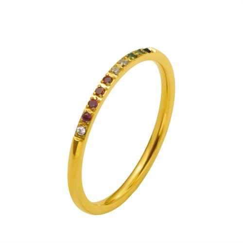 304 Stainless Steel Finger Ring, gold color plated, different size for choice & different styles for choice & micro pave cubic zirconia & for woman, US Ring Size:5-10, Sold By PC
