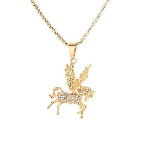 Stainless Steel Jewelry Necklace, 316 Stainless Steel, gold color plated, DIY & different styles for choice & with rhinestone, Sold By PC