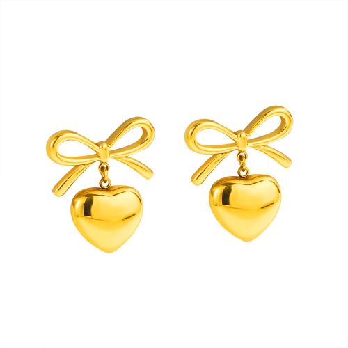 Нержавеющая сталь 304 Сережка, Бантик, Другое покрытие, Винтаж & Женский, Много цветов для выбора, 19x21mm, продается Пара