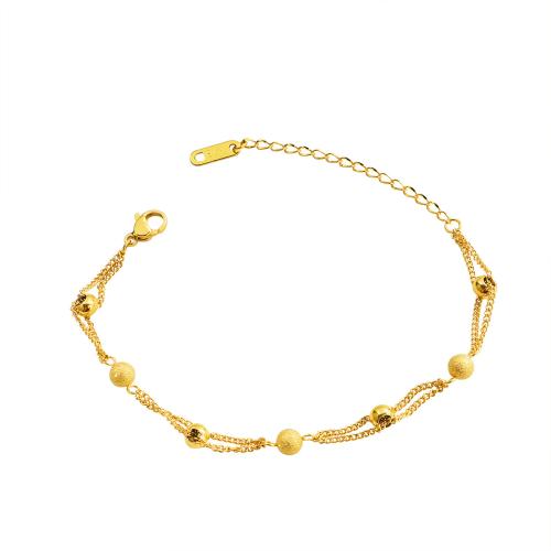 304 Stainless Steel Bracelet, with 5cm extender chain, gold color plated, Double Layer & fashion jewelry & for woman, Length:Approx 17 cm, Sold By PC