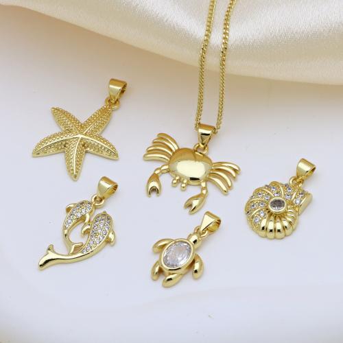 Cubic Zirconia Micro Pave Brass Pendant, gold color plated, DIY & different styles for choice & micro pave cubic zirconia, more colors for choice, Sold By PC