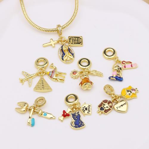 Cubic Zirconia Micro Pave Brass Pendant, gold color plated, DIY & different styles for choice & micro pave cubic zirconia & enamel, more colors for choice, Sold By PC