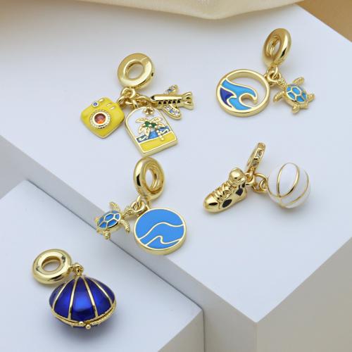 Cubic Zirconia Micro Pave Brass Pendant, gold color plated, DIY & different styles for choice & micro pave cubic zirconia & enamel, more colors for choice, Sold By PC