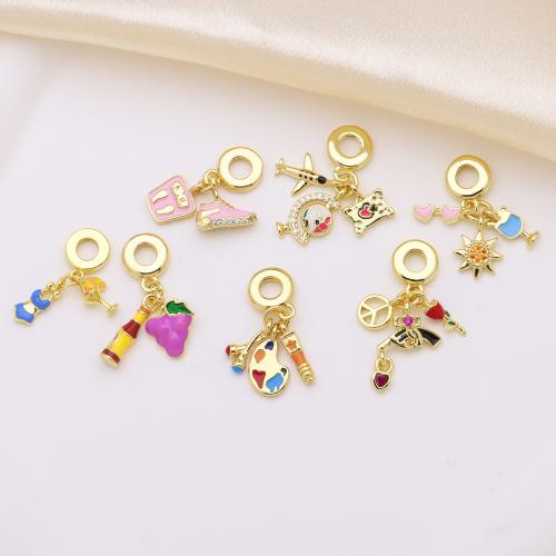 Cubic Zirconia Micro Pave Brass Pendant, gold color plated, DIY & different styles for choice & micro pave cubic zirconia & enamel, more colors for choice, Sold By PC