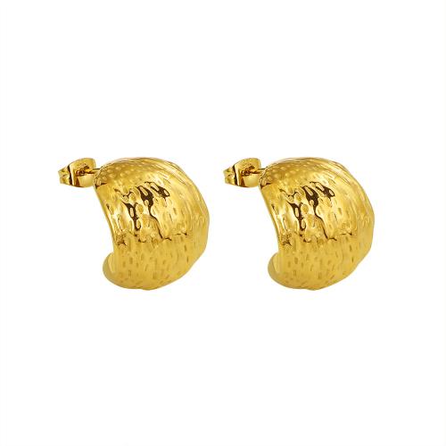 304 Stainless Steel Stud Earring, gold color plated, fashion jewelry & for woman, 16mm, Sold By Pair