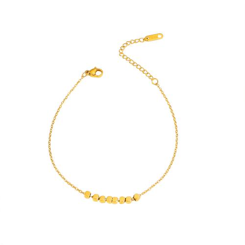 304 Stainless Steel Anklet, with 5cm extender chain, Square, gold color plated, fashion jewelry & for woman, Length:Approx 20 cm, Sold By PC