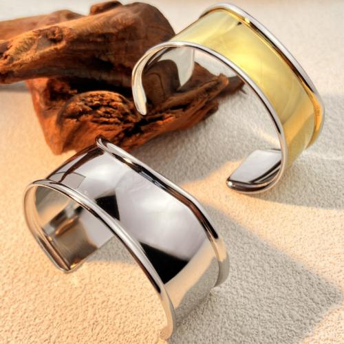 304 Stainless Steel Cuff Bangle, irregular, plated, fashion jewelry & for woman & smooth, more colors for choice, Sold By PC