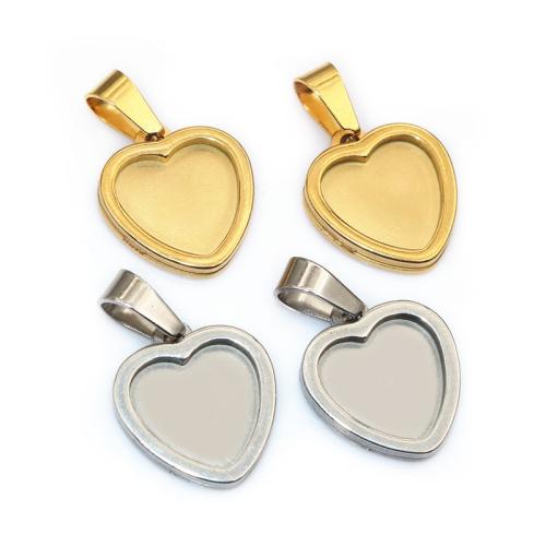 304 Stainless Steel Pendant Setting, Heart, plated, DIY, more colors for choice, 12mm, Sold By PC