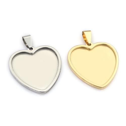 304 Stainless Steel Pendant Setting, Heart, plated, DIY, more colors for choice, 25mm, Sold By PC