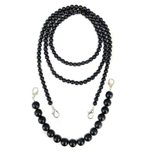 Acrylic Cell Phone Chain, with Tibetan Style, Round, handmade, Unisex & different size for choice, black, Sold By PC