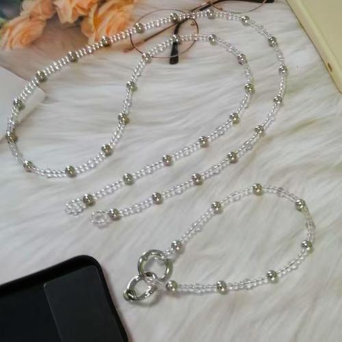 Crystal Cell Phone Chain, with Tibetan Style & Acrylic, handmade, different size for choice & for woman, Sold By Set