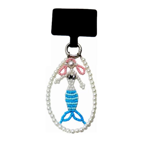 Acrylic Cell Phone Chain, with Tibetan Style, Mermaid, for woman, more colors for choice, 180x160mm, Sold By PC