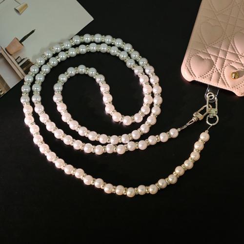 ABS Plastic Pearl Cell Phone Chain, with Tibetan Style, half handmade, Unisex & different styles for choice, Sold By PC