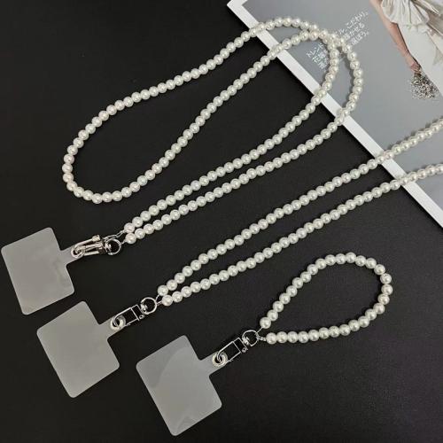 ABS Plastic Pearl Cell Phone Chain, with Tibetan Style, handmade, DIY & different styles for choice, Sold By PC