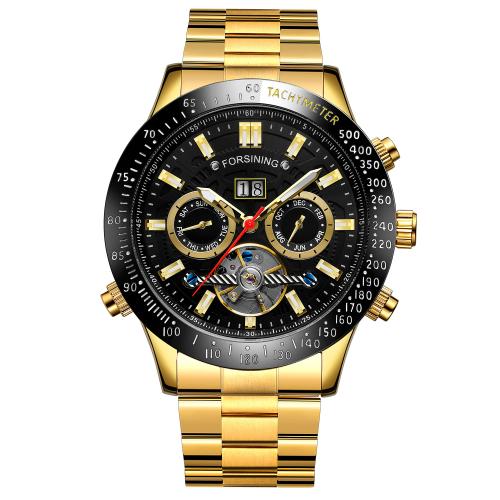 Tibetan Style Watch Bracelet, with Glass & 304 Stainless Steel, Round, plated, Chinese movement & for man, more colors for choice, Length:Approx 200 mm, Sold By PC