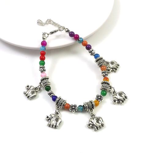 Mode Türkis Armbänder, Zinklegierung, mit Türkis, silberfarben plattiert, Modeschmuck & für Frau, keine, frei von Nickel, Blei & Kadmium, Länge:ca. 6.89 ZollInch, verkauft von PC