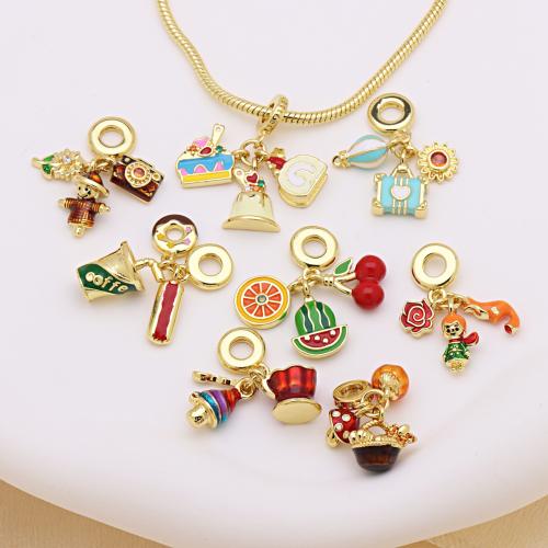 Cubique Pendentif en laiton zircon pavent, Placage de couleur d'or, DIY & styles différents pour le choix & pavé de micro zircon & émail, plus de couleurs à choisir, Vendu par PC