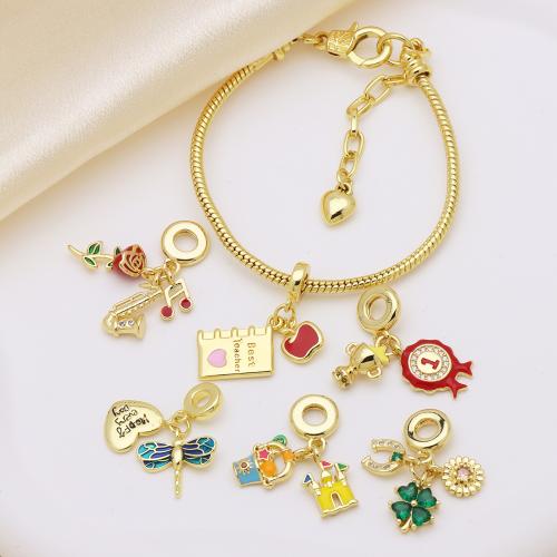 Cubic Zirconia Micro Pave Brass Pendant, gold color plated, DIY & different styles for choice & micro pave cubic zirconia & enamel, more colors for choice, Sold By PC