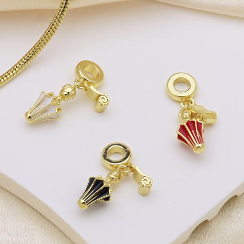 Brass Jewelry Pendants, Umbrella, gold color plated, DIY & enamel, more colors for choice, 29mm, Sold By PC