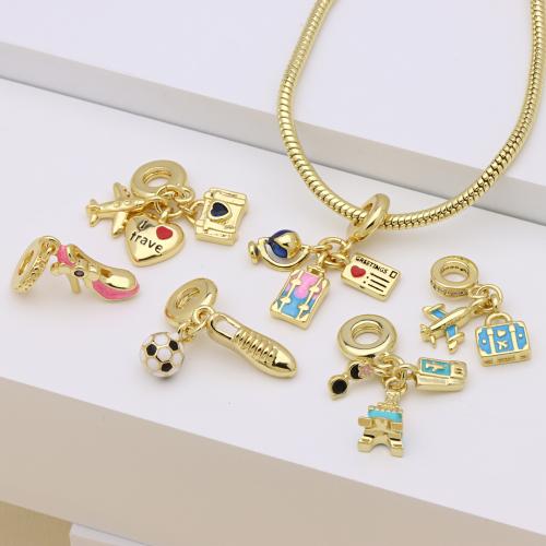 Cubic Zirconia Micro Pave Brass Pendant, gold color plated, DIY & different styles for choice & micro pave cubic zirconia & enamel, more colors for choice, Sold By PC