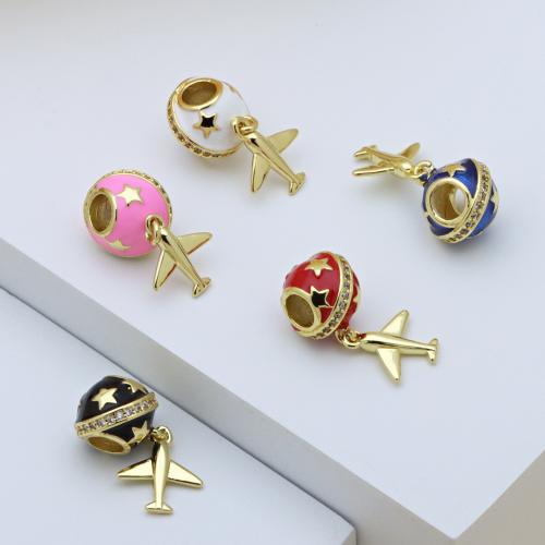 Cubic Zirconia Micro Pave Brass Pendant, gold color plated, DIY & micro pave cubic zirconia & enamel, more colors for choice, 21mm, Sold By PC