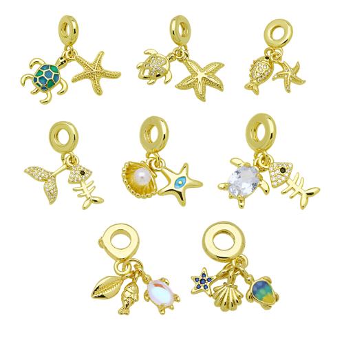 Cubic Zirconia Micro Pave Brass Pendant, gold color plated, DIY & different styles for choice & micro pave cubic zirconia & enamel, more colors for choice, Sold By PC