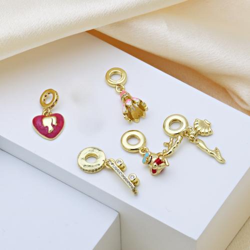 Cubic Zirconia Micro Pave Brass Pendant, gold color plated, DIY & different styles for choice & micro pave cubic zirconia & enamel, more colors for choice, Sold By PC