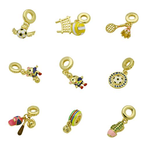 Cubic Zirconia Micro Pave Brass Pendant, gold color plated, DIY & different styles for choice & micro pave cubic zirconia & enamel, more colors for choice, Sold By PC